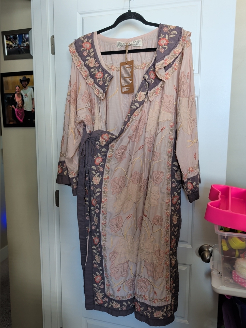 Magnolia Pearl Pale Blush & Dusty Mauve Embroidered Duster NWT
